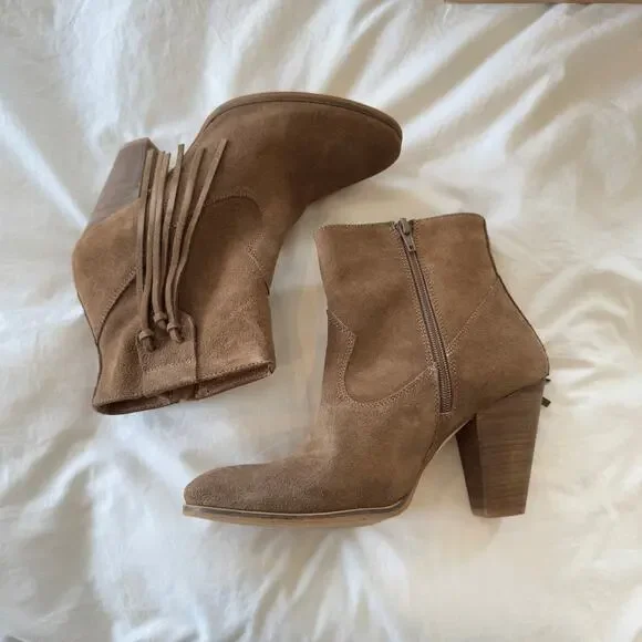 Howsty Marci Suede Western Bootie in Taupe Size 39 - Picture 3 of 8